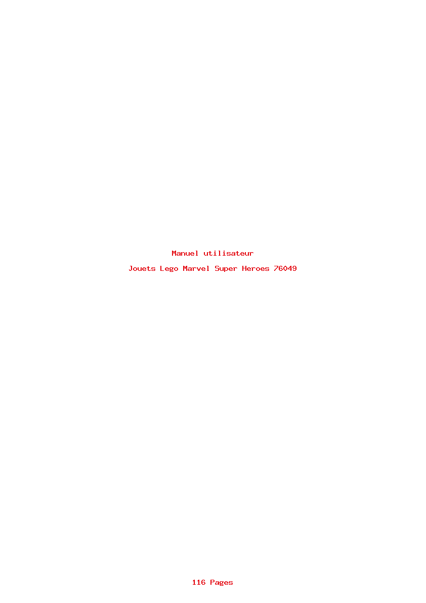 Page 1 de la notice Manuel utilisateur Lego Marvel Super Heroes 76049