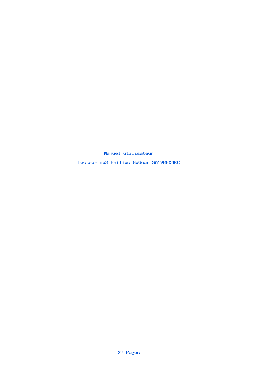 Page 1 de la notice Manuel utilisateur Philips GoGear SA1VBE04KC