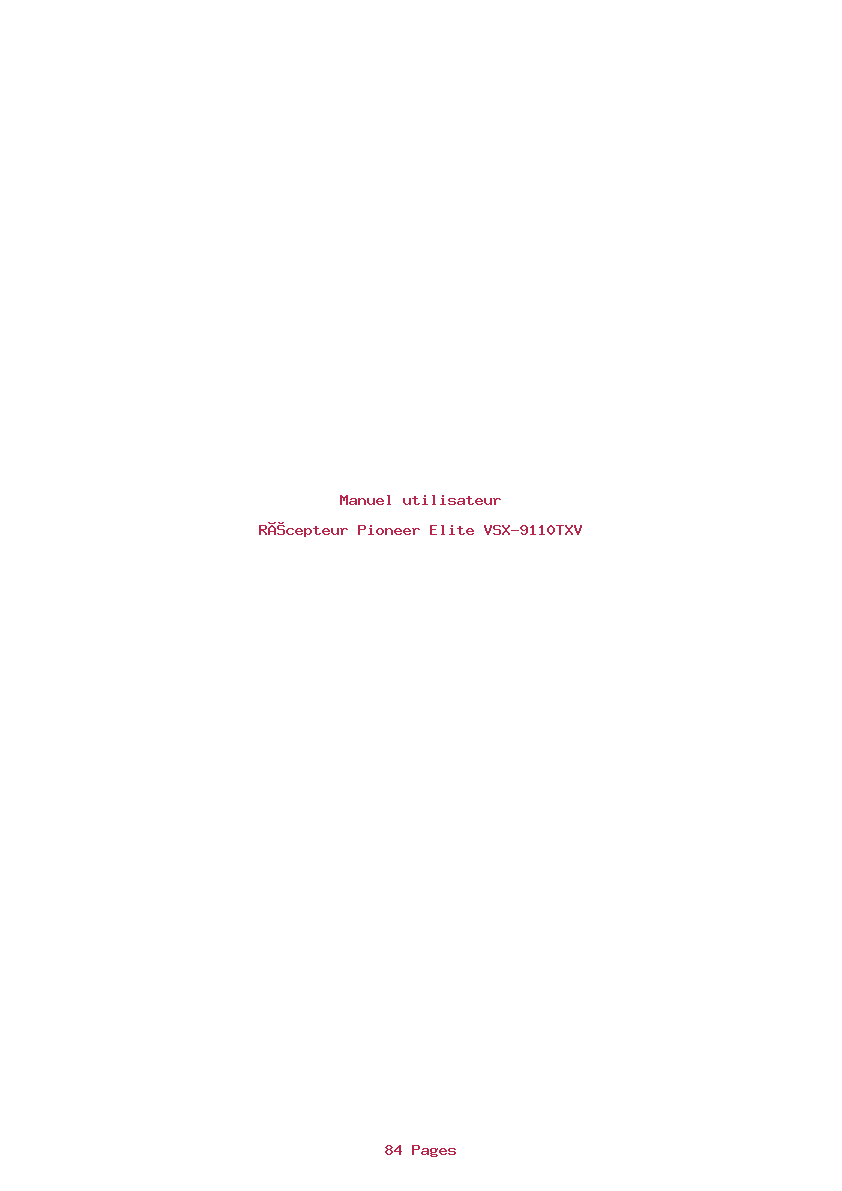 Page 1 de la notice Manuel utilisateur Pioneer Elite VSX-9110TXV