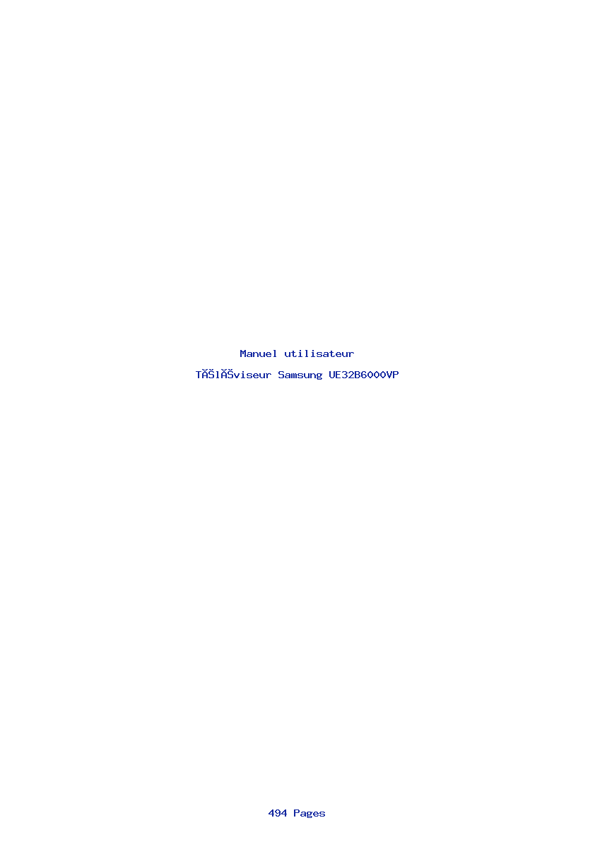 Page 1 de la notice Manuel utilisateur Samsung UE32B6000VP