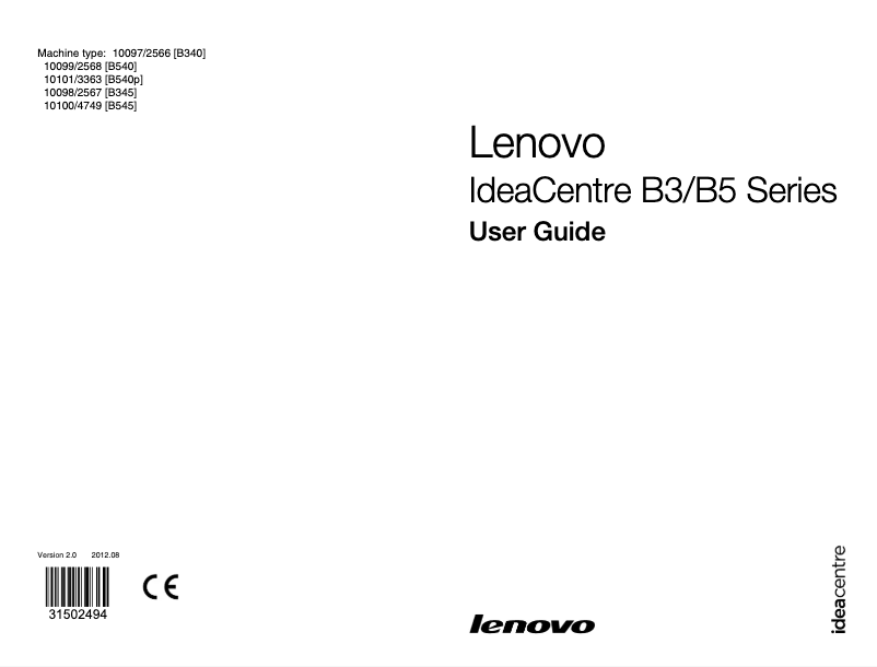Page 1 de la notice Manuel utilisateur Lenovo IdeaCentre B345