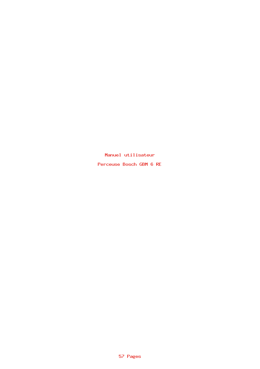 Page 1 de la notice Manuel utilisateur Bosch GBM 6 RE