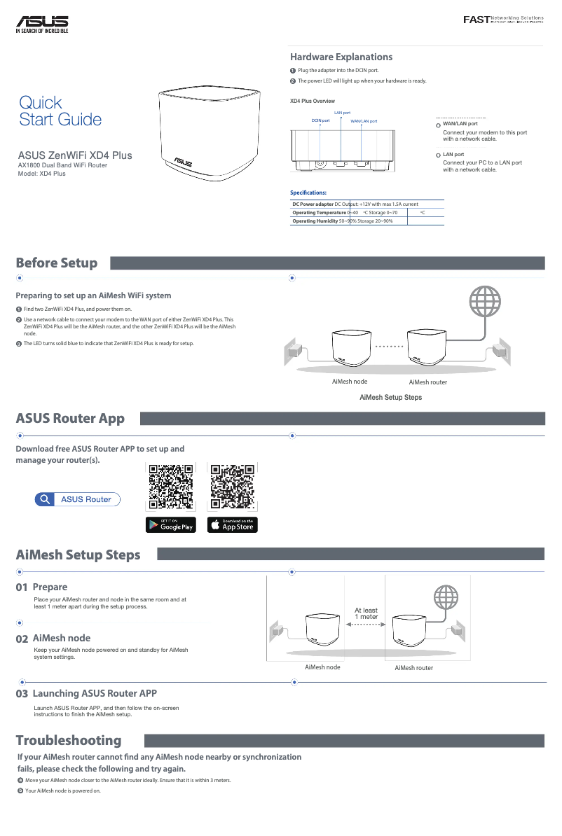 Page 1 de la notice Manuel utilisateur Asus ZenWiFi XD4 Plus AX