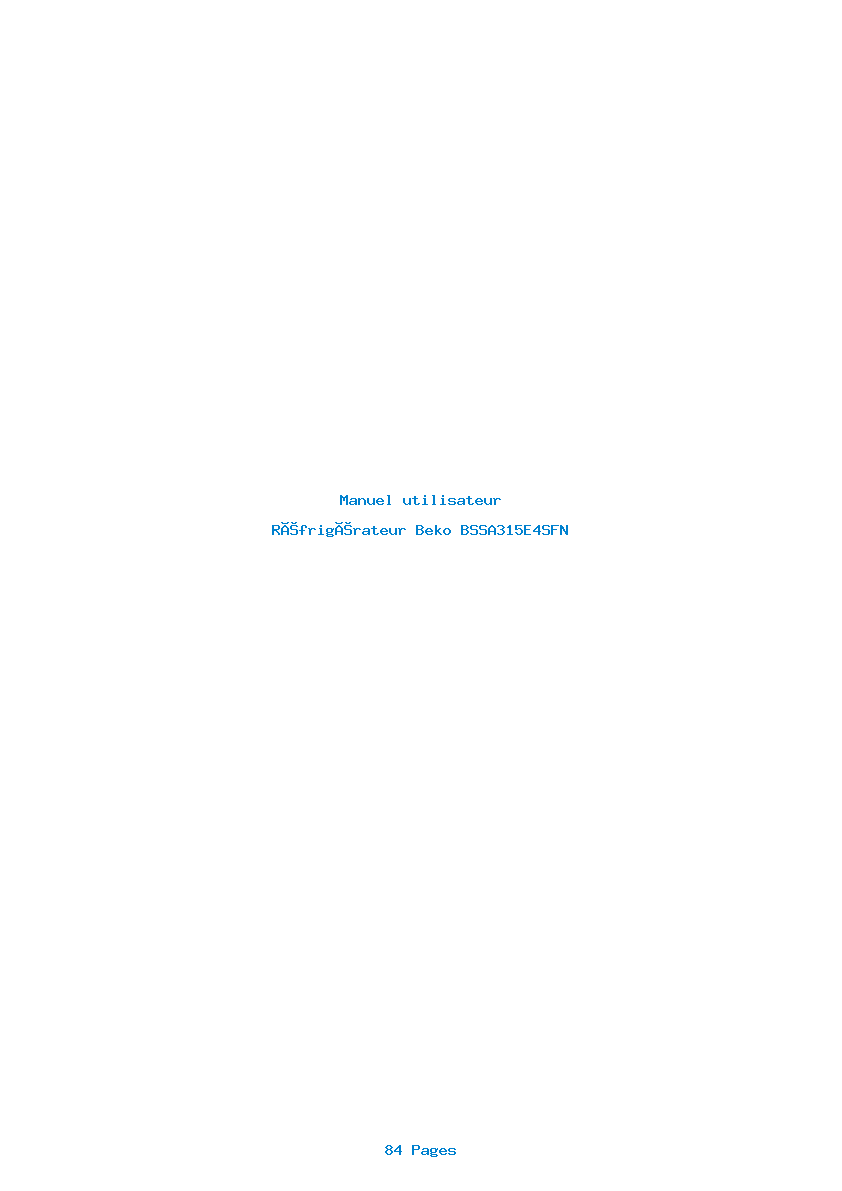 Page 1 de la notice Manuel utilisateur Beko BSSA315E4SFN