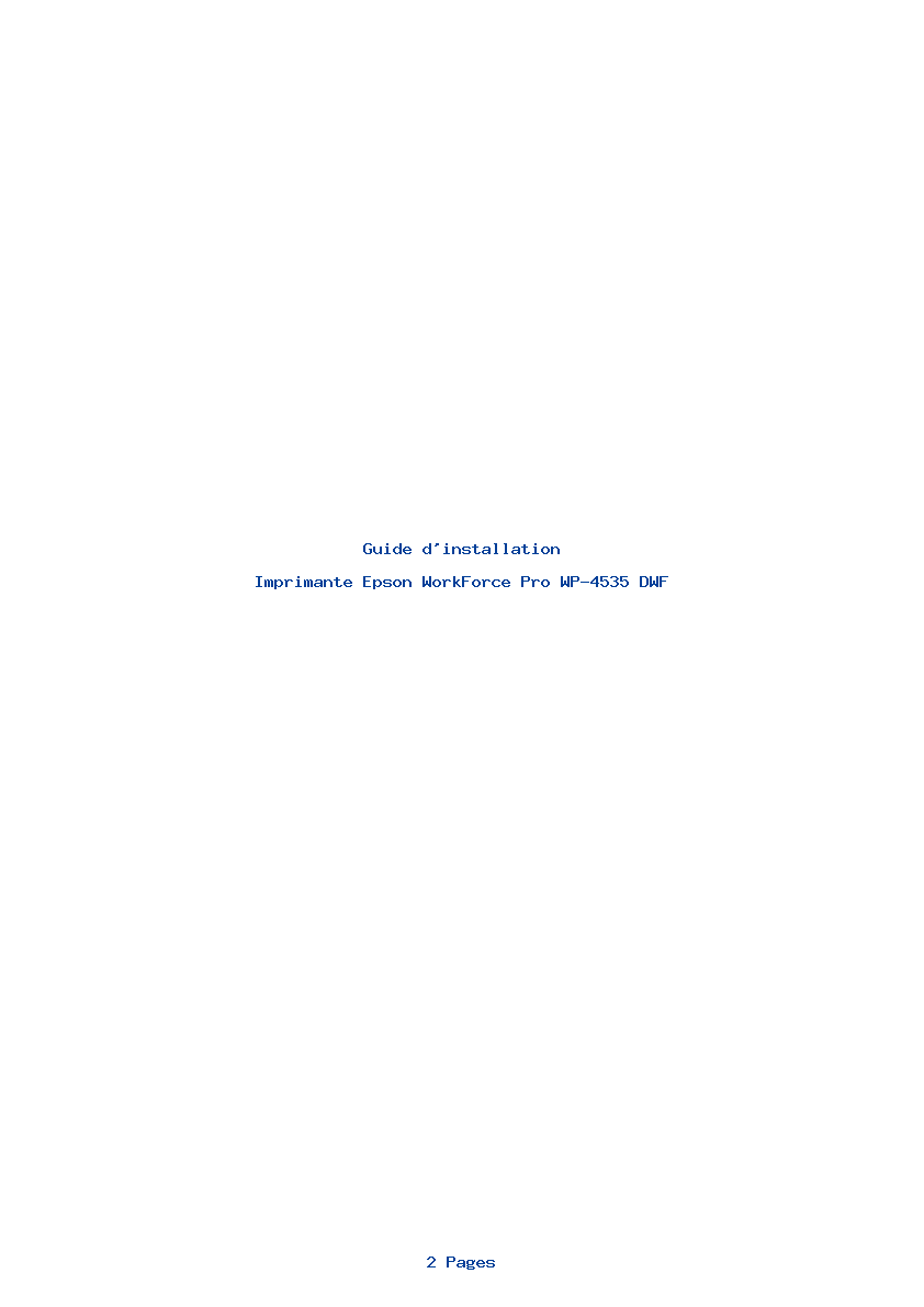 Page 1 de la notice Guide d'installation Epson WorkForce Pro WP-4535 DWF