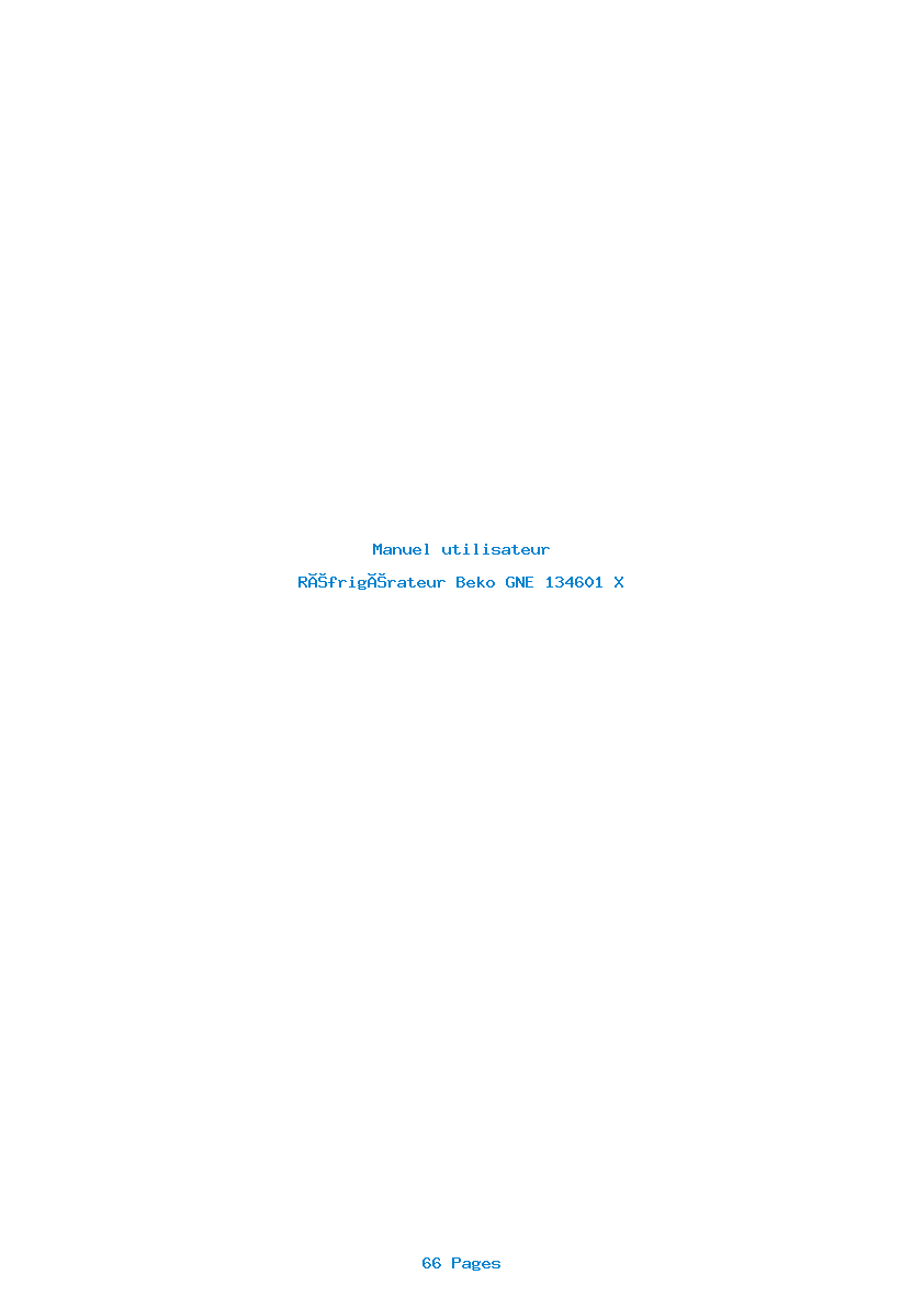 Page 1 de la notice Manuel utilisateur Beko GNE 134601 X
