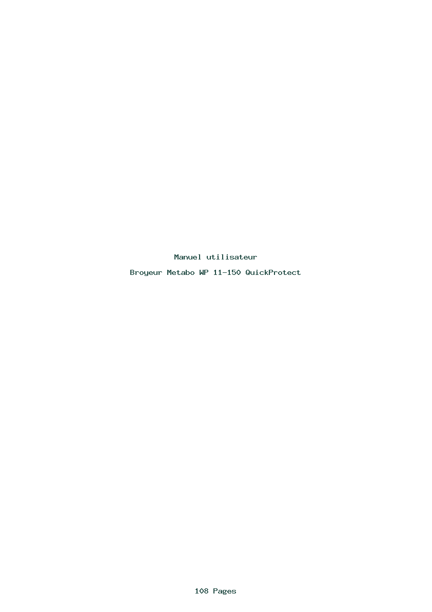 Page 1 de la notice Manuel utilisateur Metabo WP 11-150 QuickProtect