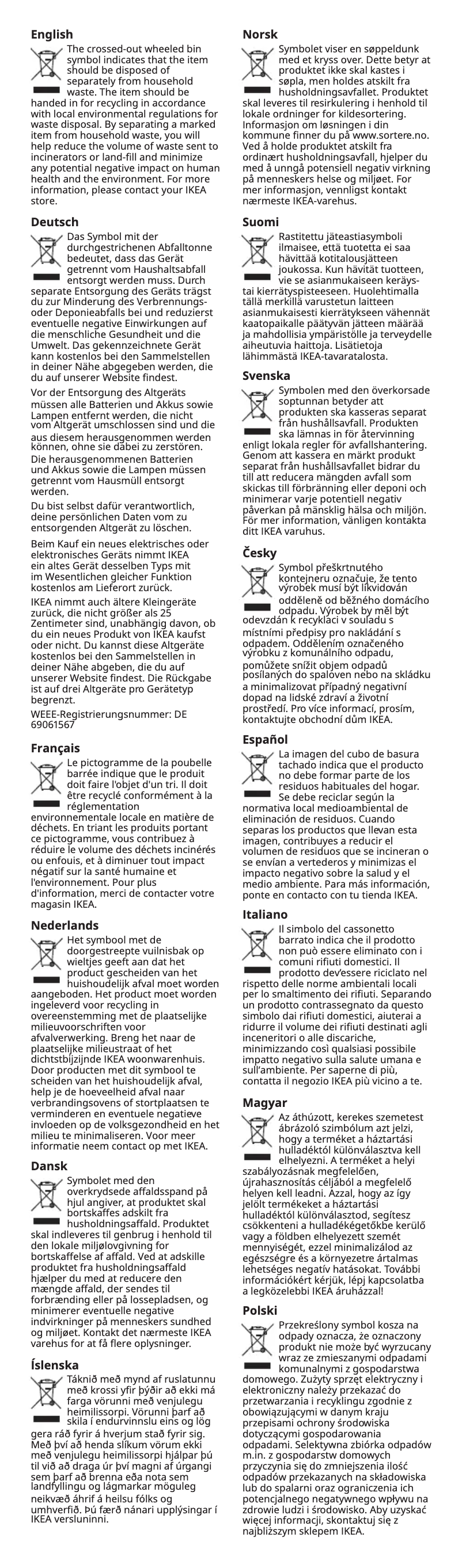 Page 1 de la notice Manuel utilisateur Ikea SOLHETTA 205.840.96