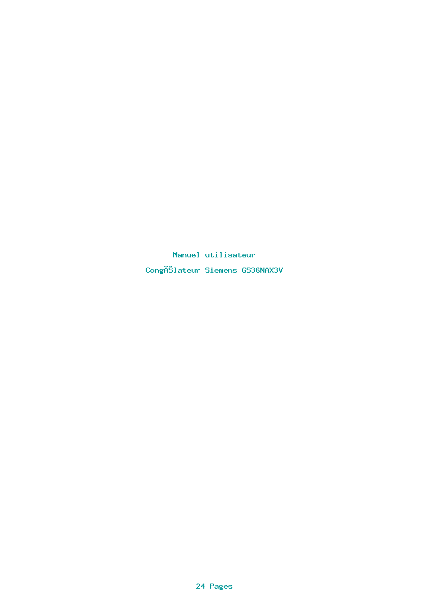 Page 1 de la notice Manuel utilisateur Siemens GS36NAX3V