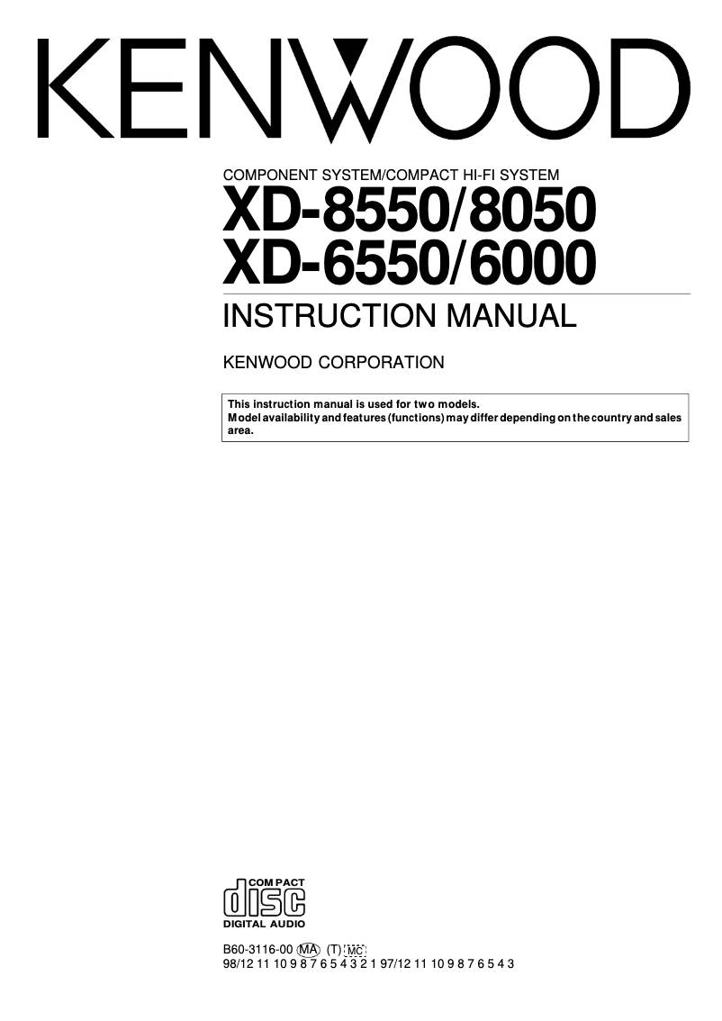 Page 1 de la notice Manuel utilisateur Kenwood XD-8550