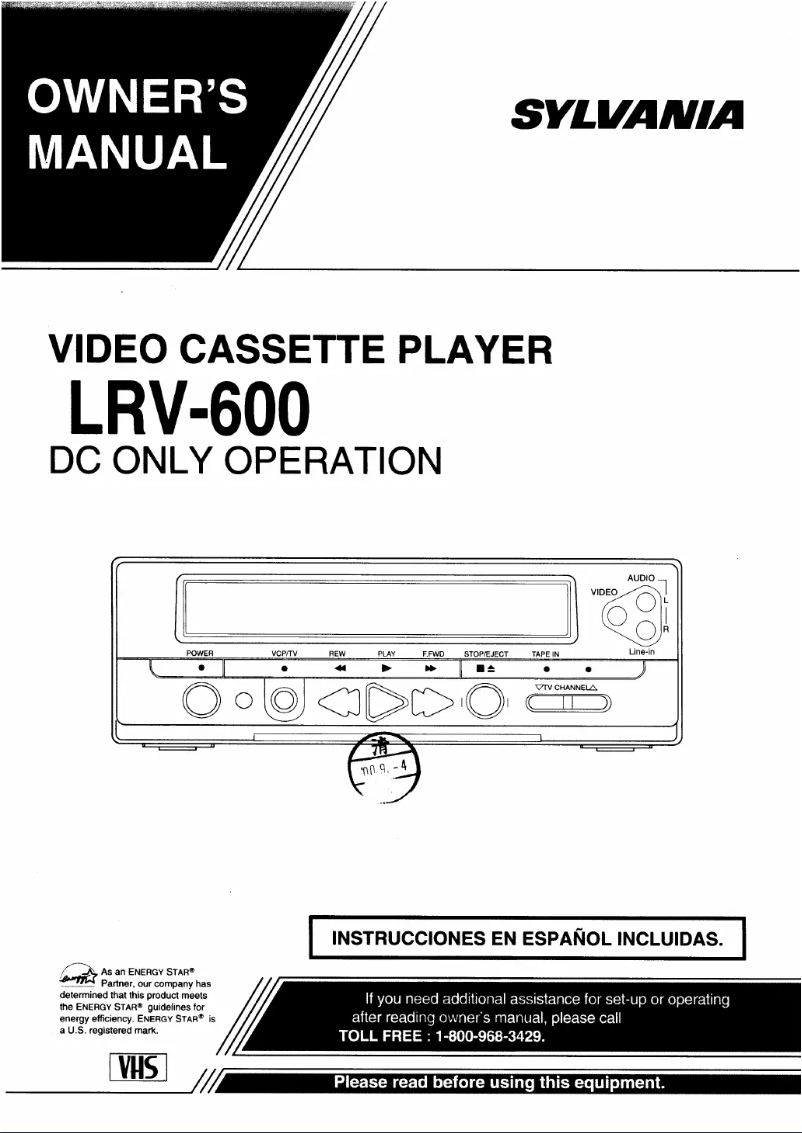 Page 1 de la notice Manuel utilisateur Sylvania LRV600