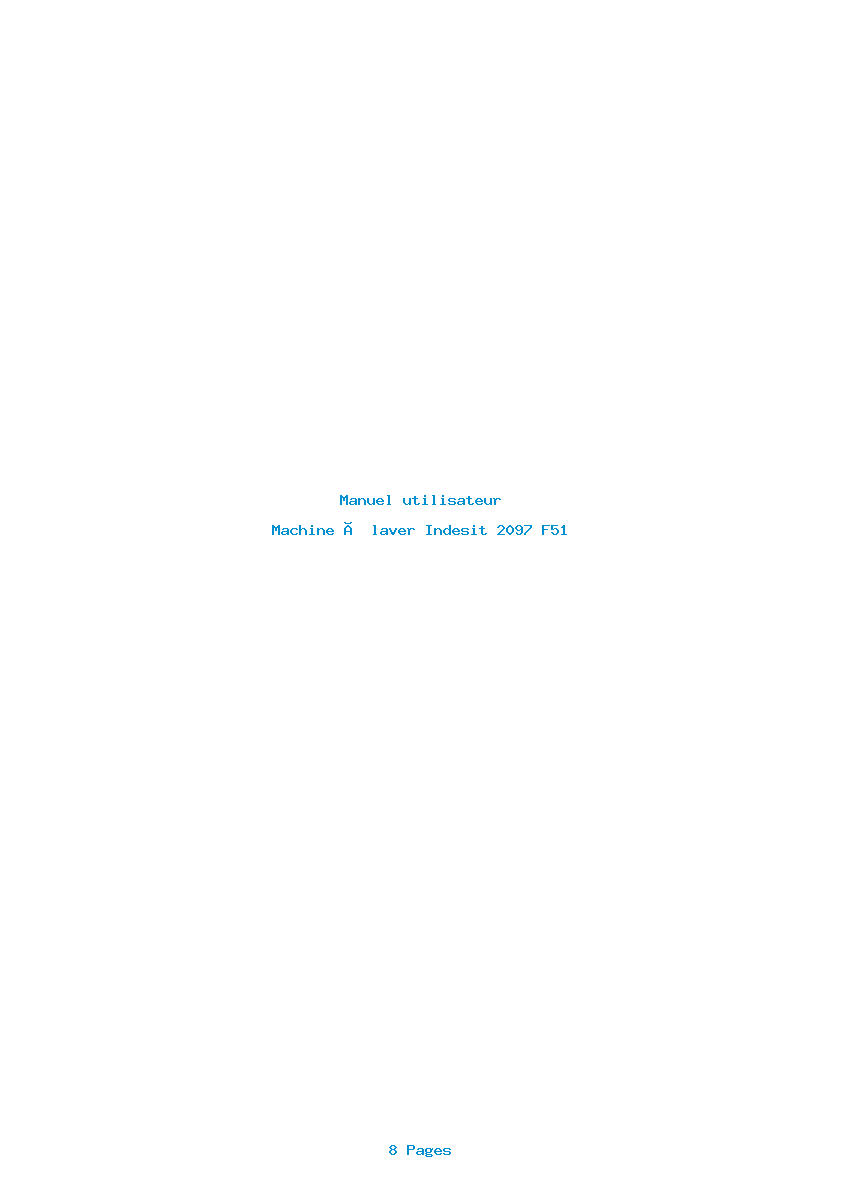 Page 1 de la notice Manuel utilisateur Indesit 2097 F51