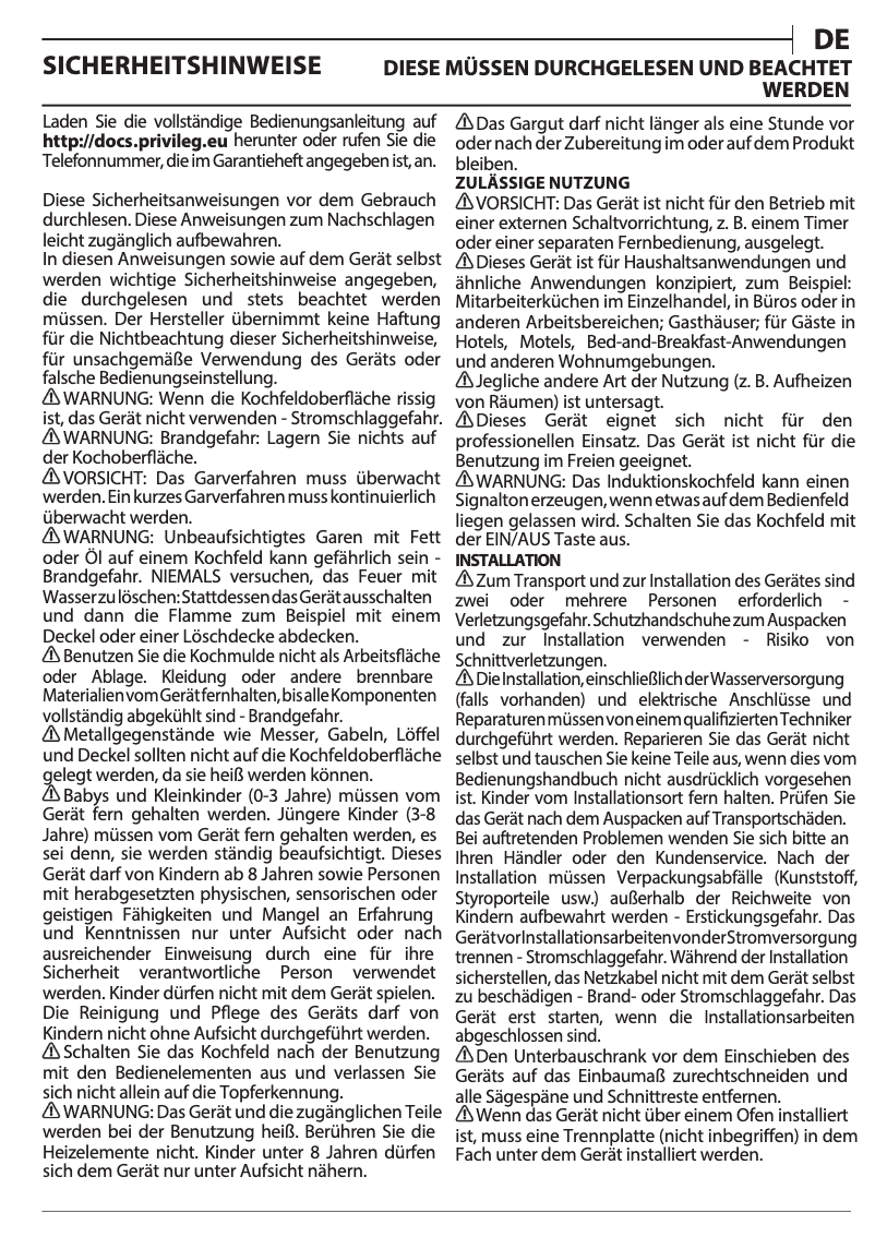 Página 1 del manual Manual de usuario Privileg PB 89S77 AL