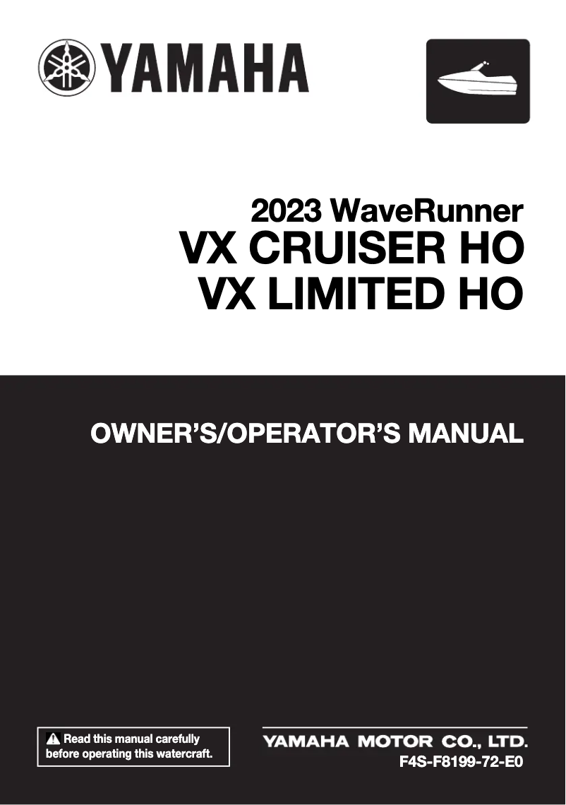 Page 1 de la notice Manuel utilisateur Yamaha WaveRunner VX Cruiser HO (2023)