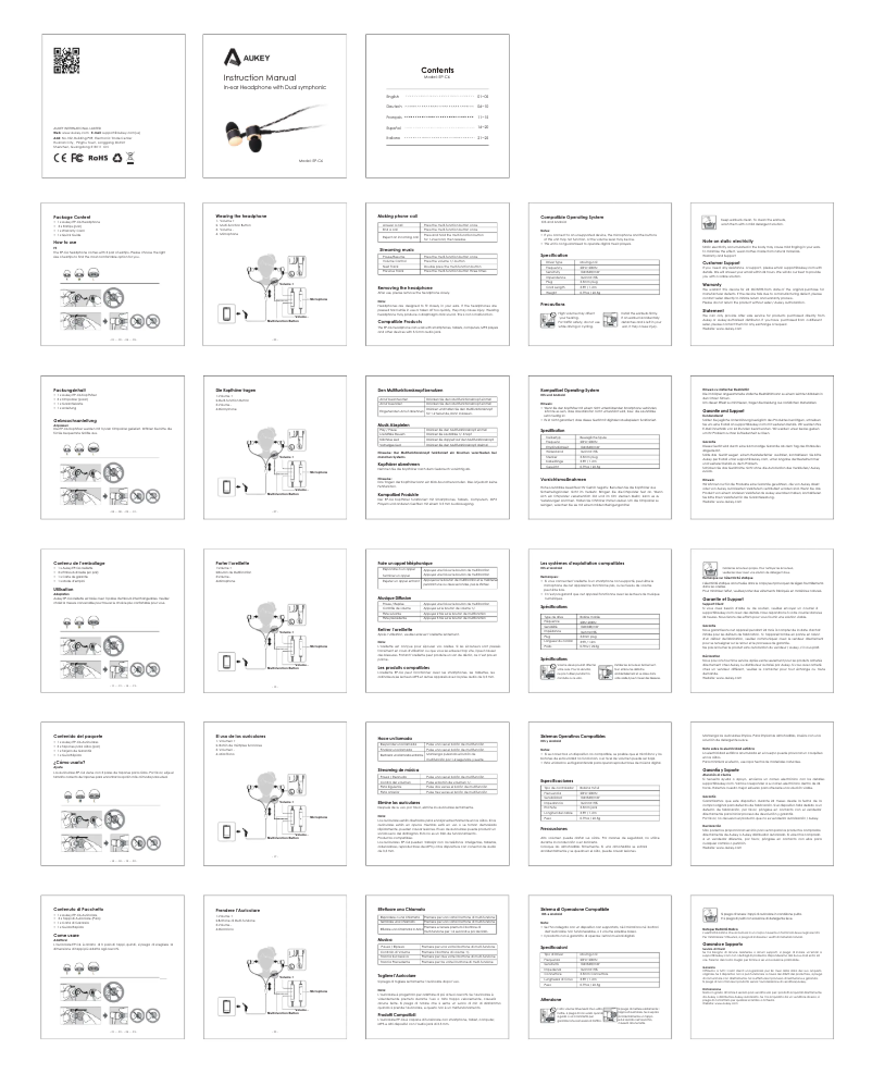 Page 1 de la notice Manuel utilisateur Aukey HA-H01