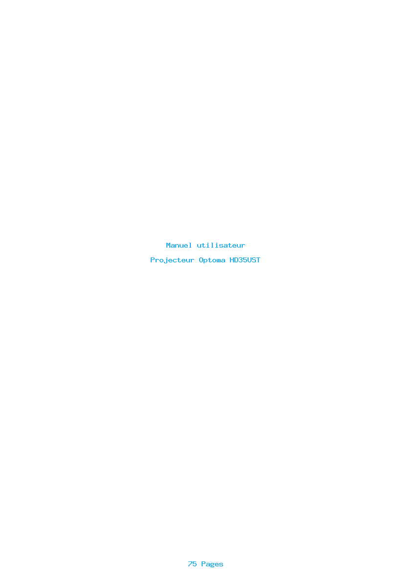 Page 1 de la notice Manuel utilisateur Optoma HD35UST