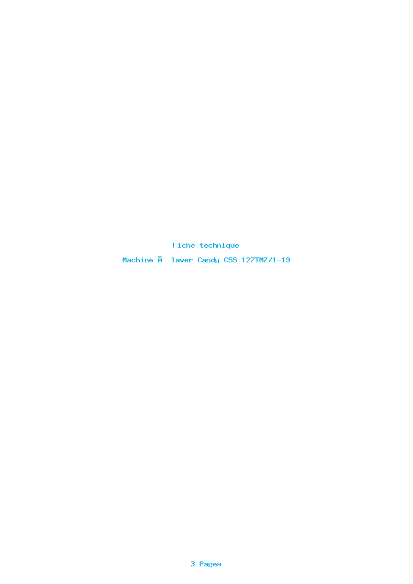 Page 1 de la notice Fiche technique Candy CSS 127TMZ/1-19