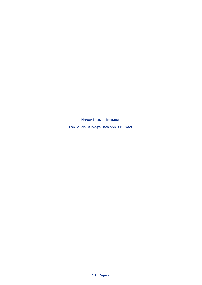 Page 1 de la notice Manuel utilisateur Bomann CB 307C
