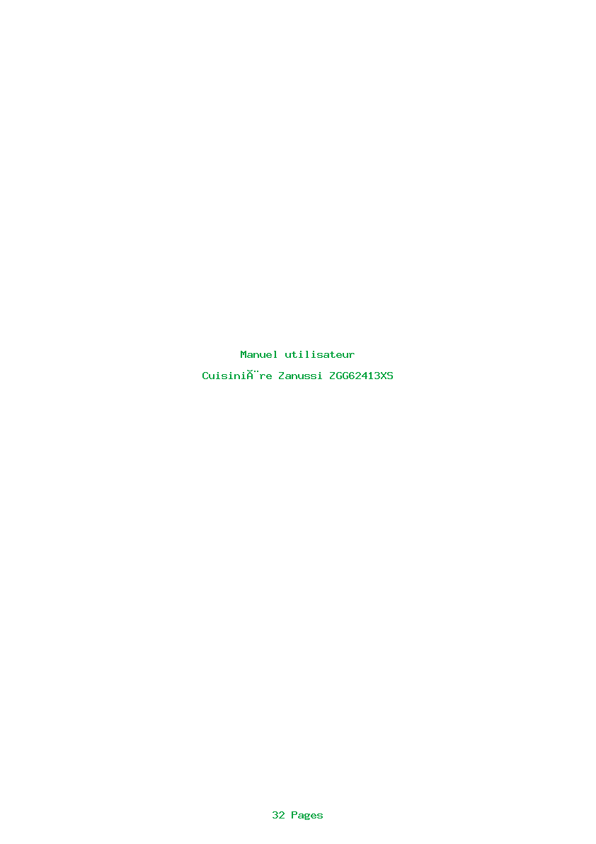 Page 1 de la notice Manuel utilisateur Zanussi ZGG62413XS