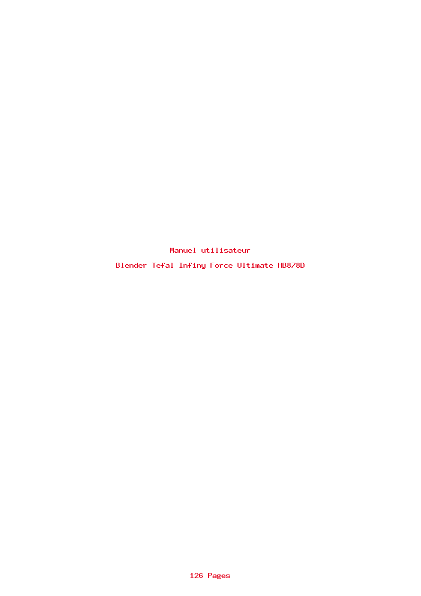 Page 1 de la notice Manuel utilisateur Tefal Infiny Force Ultimate HB878D
