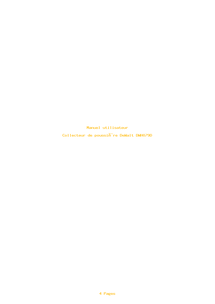 Page 1 de la notice Manuel utilisateur DeWalt DWH079D