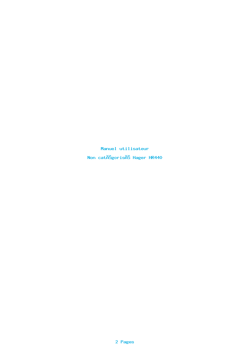 Page 1 de la notice Manuel utilisateur Hager HR440