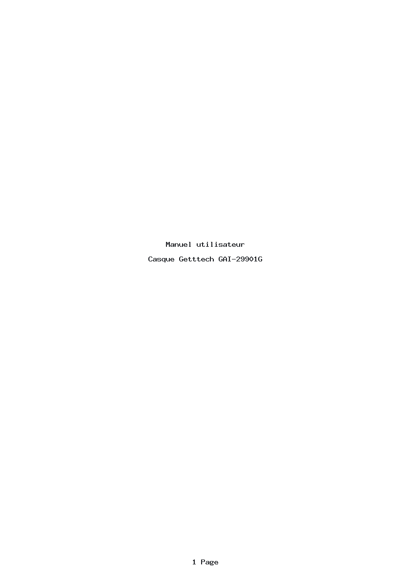 Page 1 de la notice Manuel utilisateur Getttech GAI-29901G