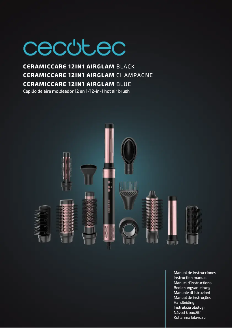 Page 1 de la notice Manuel utilisateur Cecotec Bamba CermicCare 12in1 AirGlam