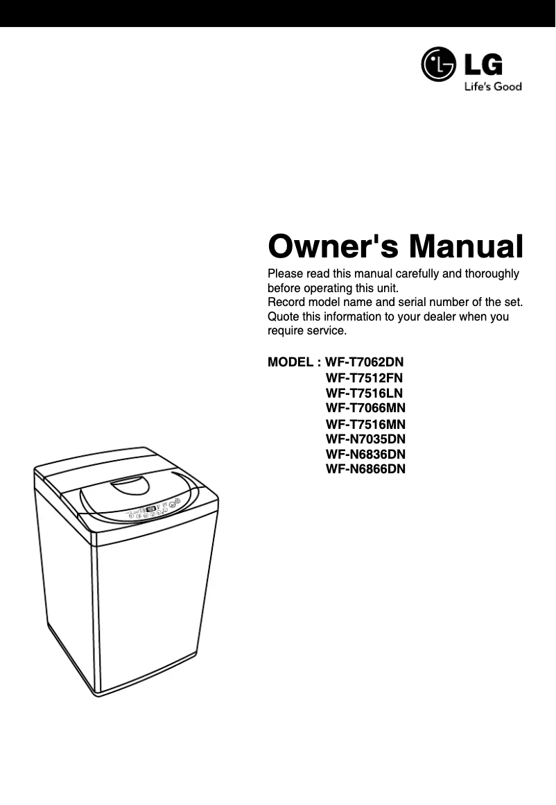 Page 1 de la notice Manuel utilisateur LG WF-T7066MN