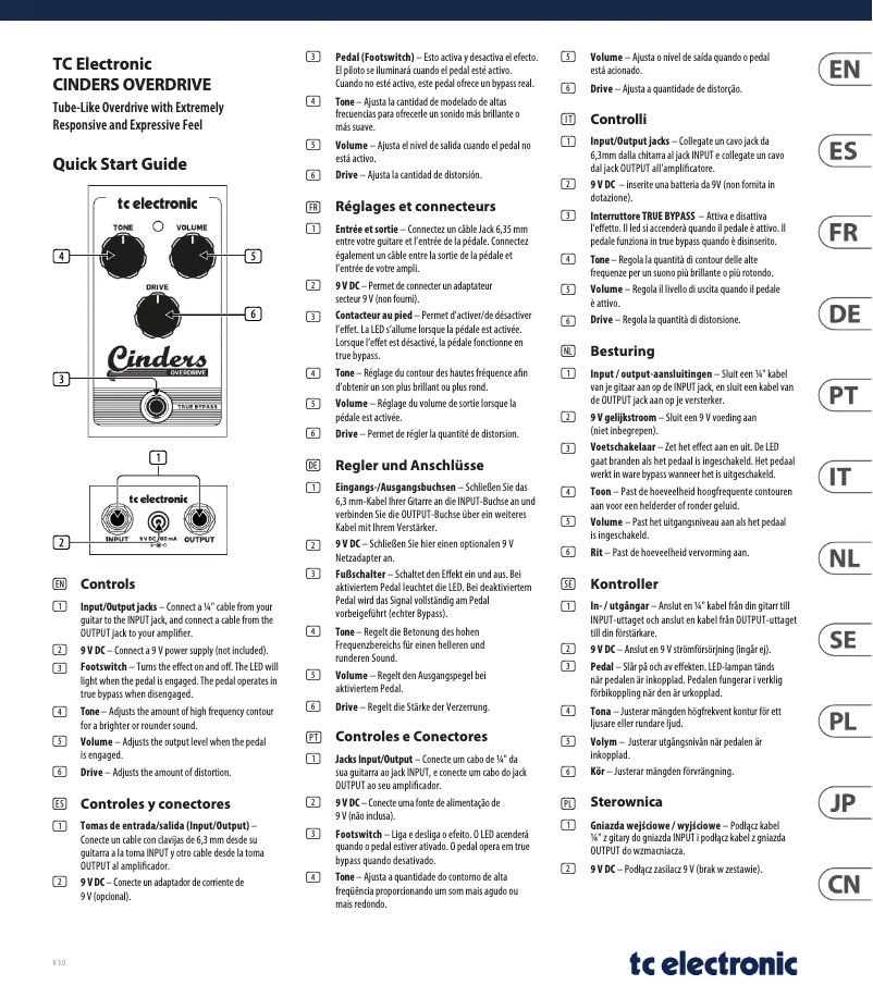 Page 1 de la notice Manuel utilisateur TC Electronic Cinders Overdrive