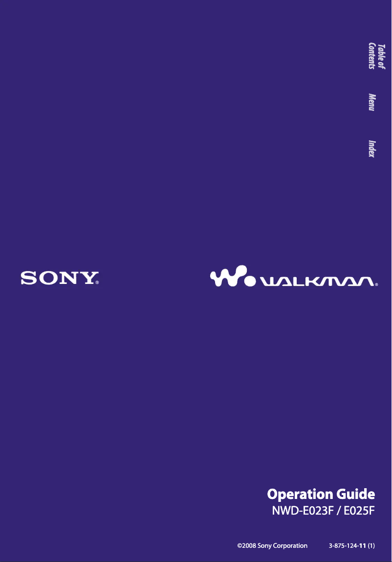 Page 1 de la notice Manuel utilisateur Sony NWD-E023F Walkman