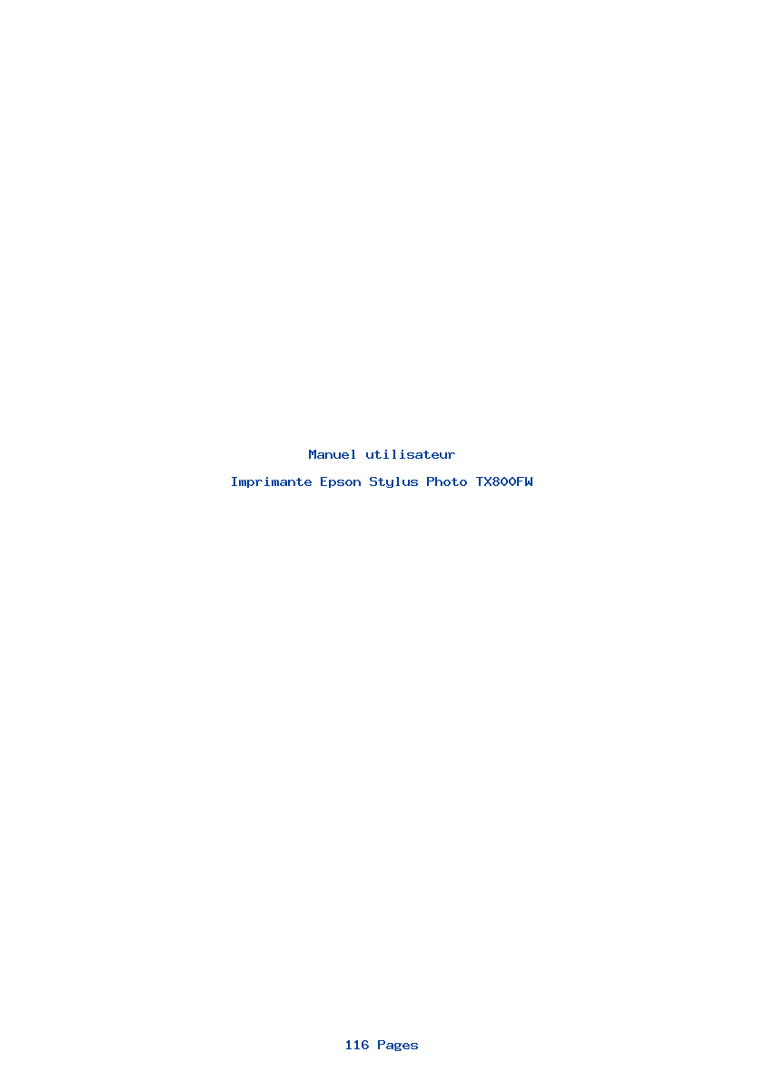 Page 1 de la notice Manuel utilisateur Epson Stylus Photo TX800FW