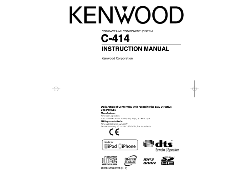 Page 1 de la notice Manuel utilisateur Kenwood C-414-S