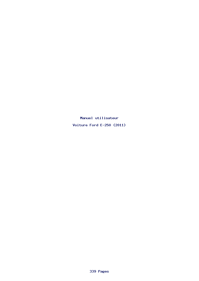 Page 1 de la notice Manuel utilisateur Ford E-250 (2011)