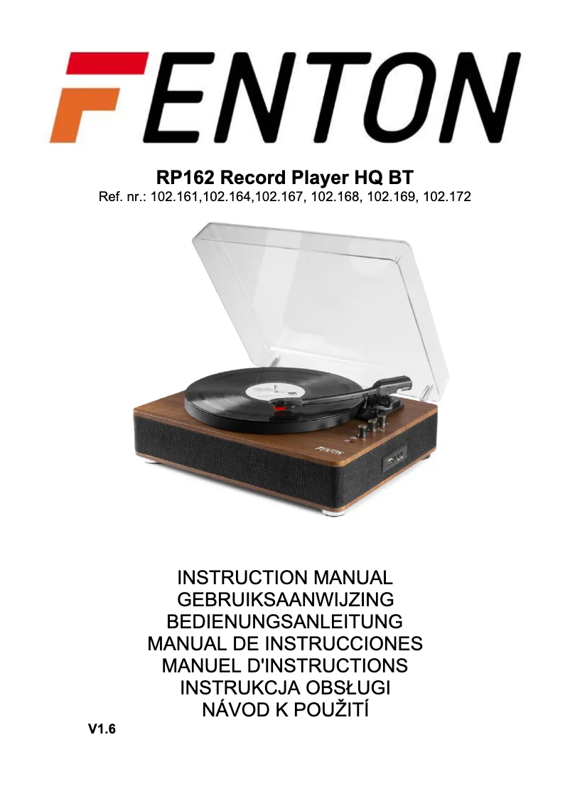 Page 1 de la notice Manuel utilisateur Fenton RP162