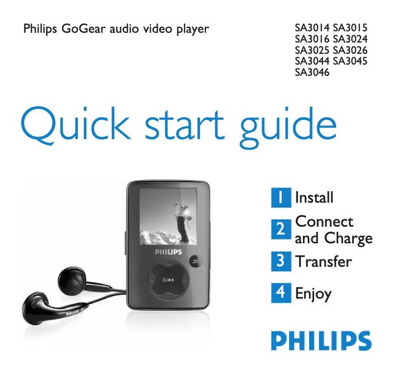 Page 1 of the manual Quick Start Guide Philips GoGear SA3015