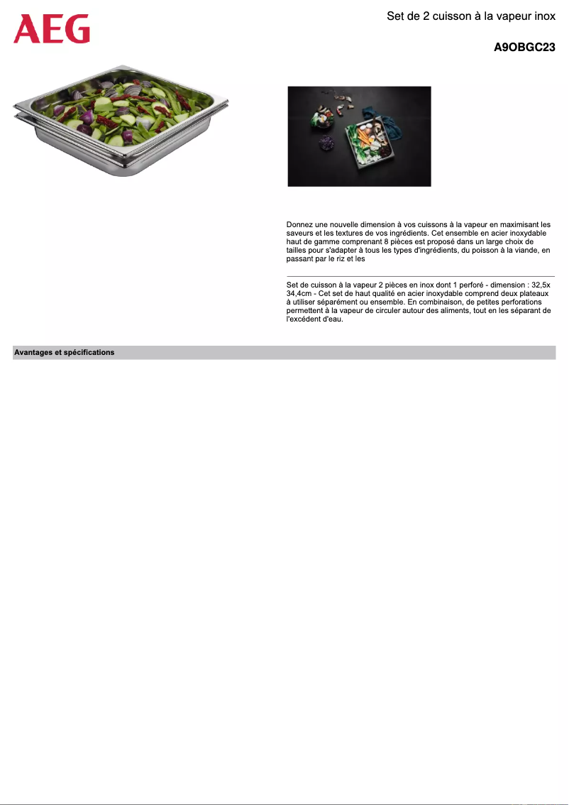 Página 1 del manual Ficha técnica AEG A9OBGC23