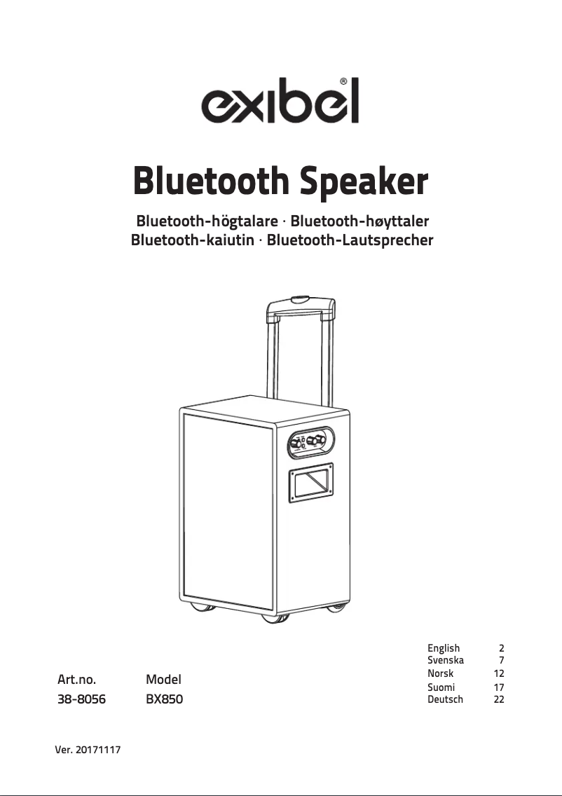 Page 1 de la notice Manuel utilisateur Exibel BX850