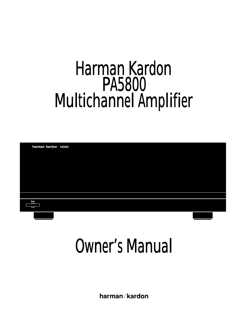 Página 1 del manual Manual de usuario Harman Kardon PA5800