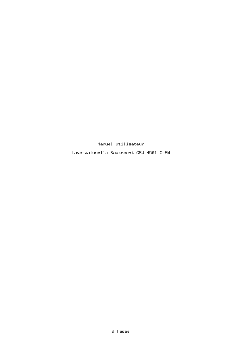 Page 1 de la notice Manuel utilisateur Bauknecht GSU 4591 C-SW