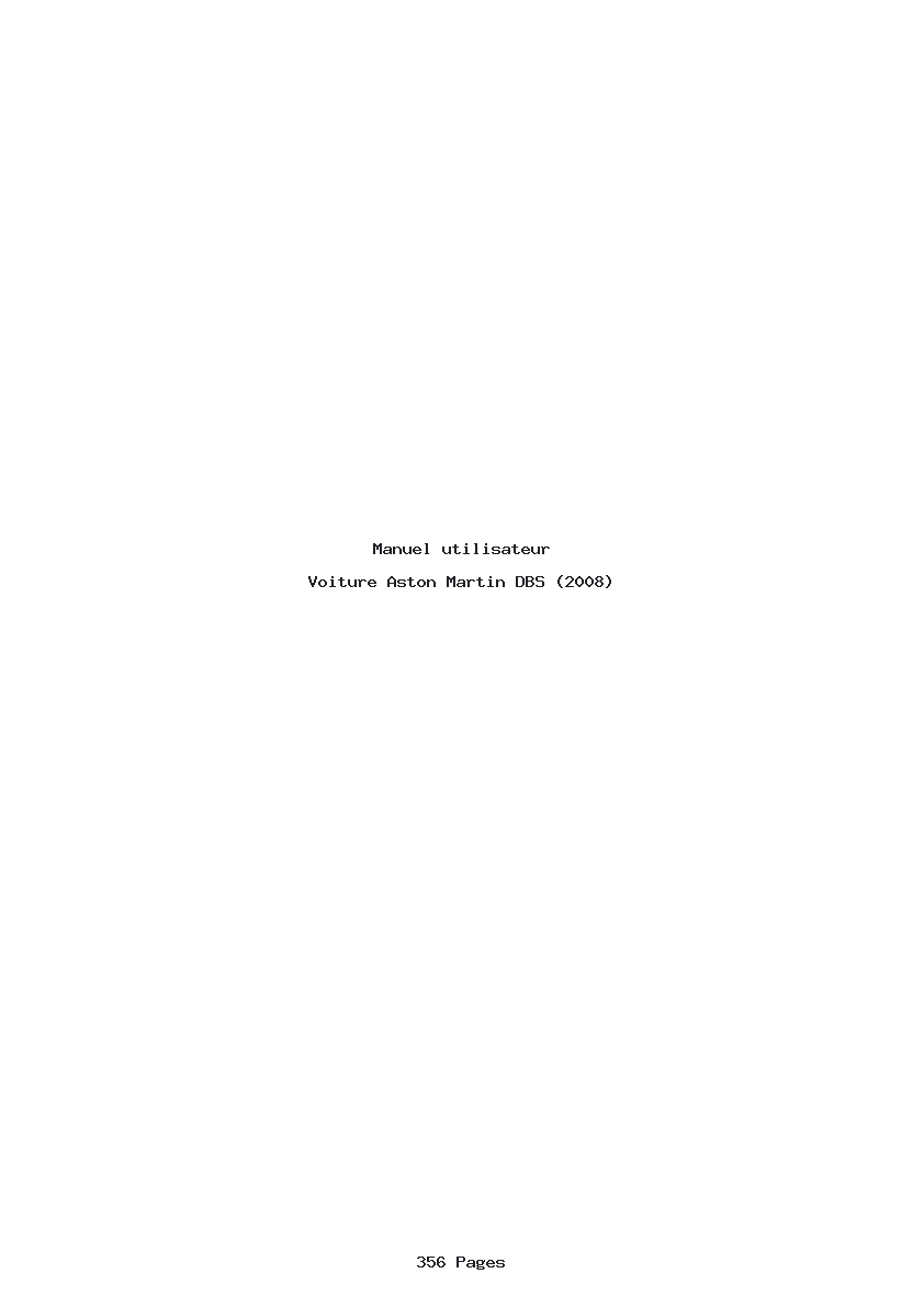 Page 1 de la notice Manuel utilisateur Aston Martin DBS (2008)