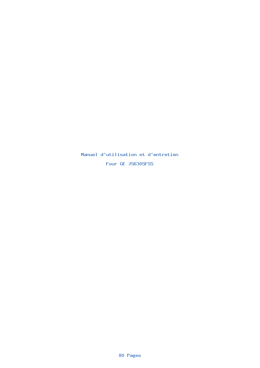 Page 1 de la notice Manuel d'utilisation et d'entretien GE JS630SFSS