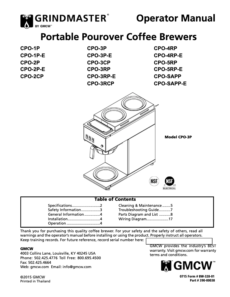 Page 1 de la notice Manuel utilisateur Cecilware CPO-3P