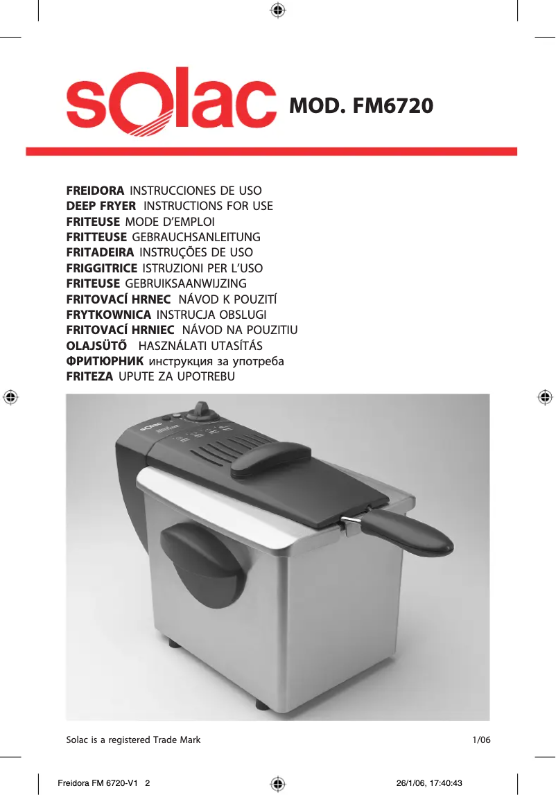 Page 1 de la notice Manuel utilisateur Solac Ideal 2000 FM6720