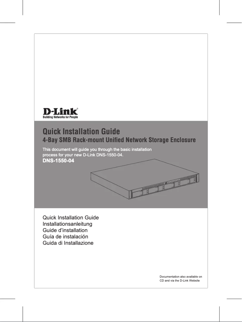 Page 1 of the manual Quick Start Guide D-Link DNS-1550-04