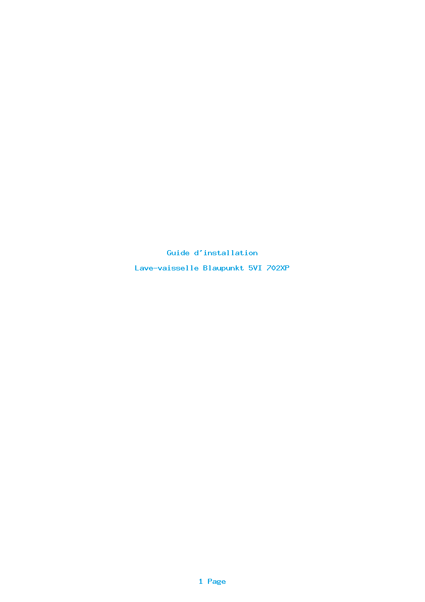 Page 1 de la notice Guide d'installation Blaupunkt 5VI 702XP