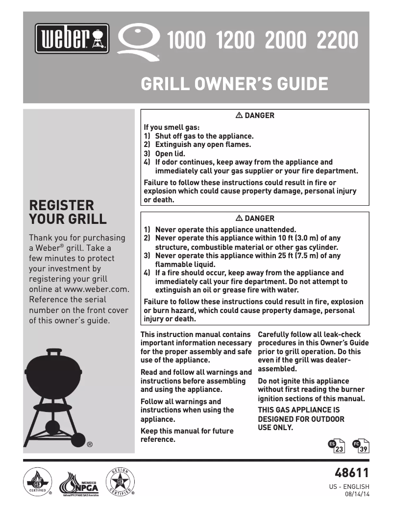 Page 1 de la notice Instructions / montage Weber Q 2000