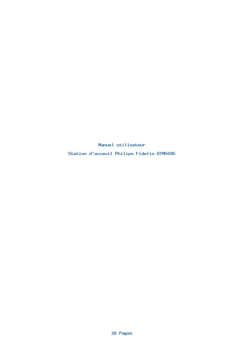 Page 1 de la notice Manuel utilisateur Philips Fidelio DTM5095