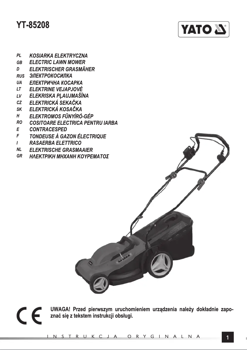 Page 1 de la notice Manuel utilisateur Yato YT-85208