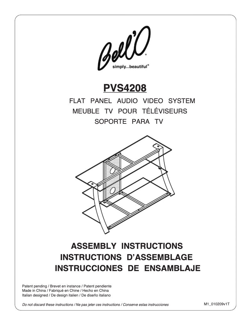 Page 1 de la notice Manuel utilisateur Bell'O PVS-4208HG